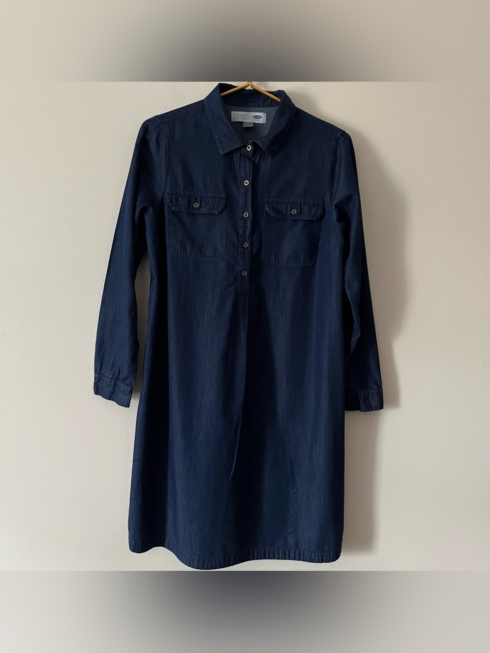 Old Navy Denim Maternity 100% Cotton Popover Shirt Dress Capsule Basic Fall M